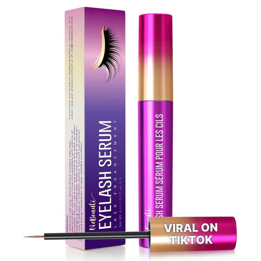VieBeauti Premium Eyelash growth Serum: Lash Encing Serum עם פורמולה מתקדמת כדי Boost Longer Fuller ו- Thicker Looking Lashes - טבעוני & Cruelty-Free for Sensitive Eyes 3mL 3Month Supply