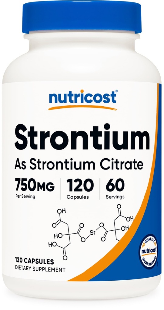 תוספי מזון Strontium כמוסות 750 מ"ג, 120 קפסולות - Vegetarian, non-GMO, Gluten חינם