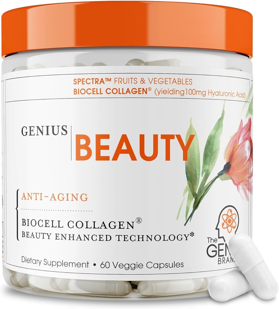 Beauty, Hair Skin & Nails ויטמינים, 60 קפסולות - Anti-Aging Antioxidant תוסף, hydrolyzed Collagen Pills, Glutathione & Astaxanthin - Detox ניקוי, Wrinkles, שיער צמיחה עור בריא