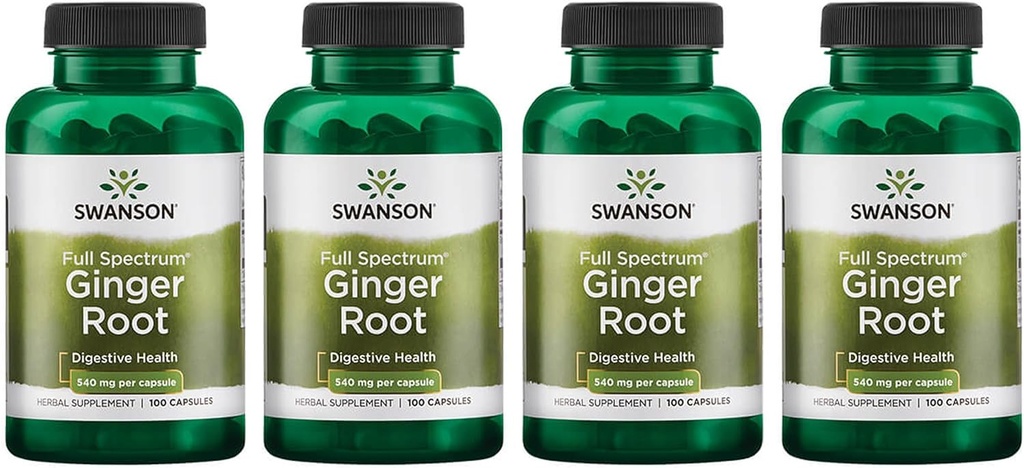Swanson Full Spectrum ג'ינג'ר Root 540 מ"ג 100 Caps (4 Pack)