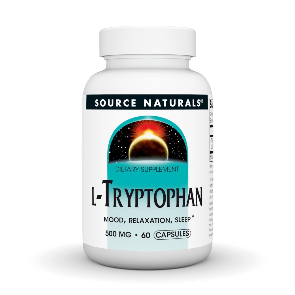 מקור טבעי L-Tryptophan, עבור Mood, הירגעות, ושינה *, 500 מ"ג - 60 קפסולות