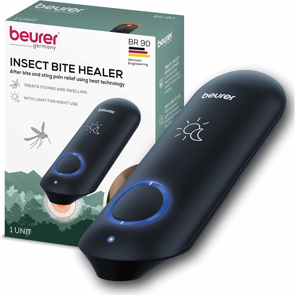 Beurer BR90 Insect Sting ו Bite הקלה עם אור, בוג ללא כימיקלים Bite Healer ליום וללילה, התקן חום אלקטרוני לאחר Mosquito Bites כדי Ease Itching ו Swelling