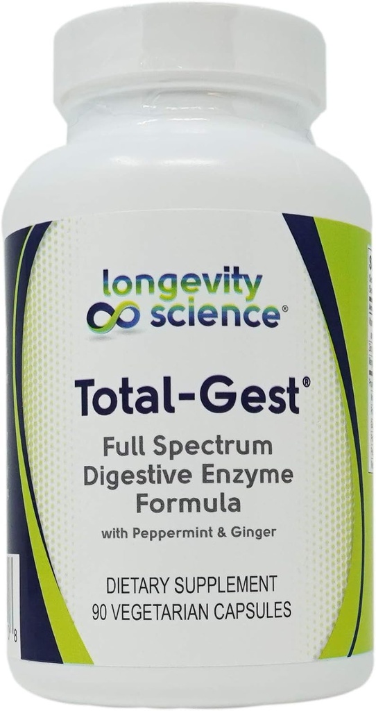 Longevity Science: Total Gest Full Spectrum Digestive Enzyme Formula 90