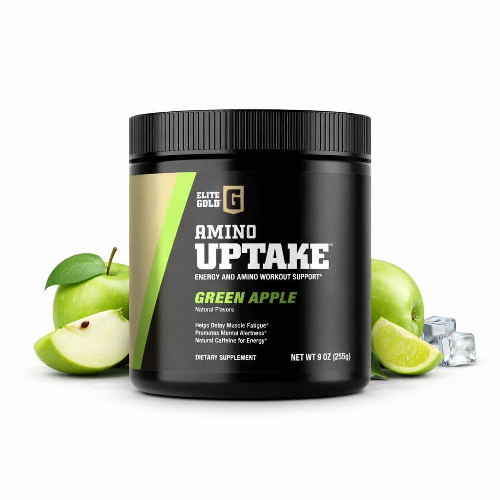 Elite GolElite Gold Amino Uptake, Green Apple, Amino Acid תוספת, להגדיל אנרגיה, תמיכה שריר התאוששות, Betaine, L Citrulline, (30 משרתים)