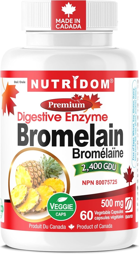 מזונות Bromelain Digestive Enzyme Pineapple תוספי, 2400 GDU, 500 מ"ג, non-GMO, טבעוני, חינם של Gluten, Soy & חלב (60 Count)