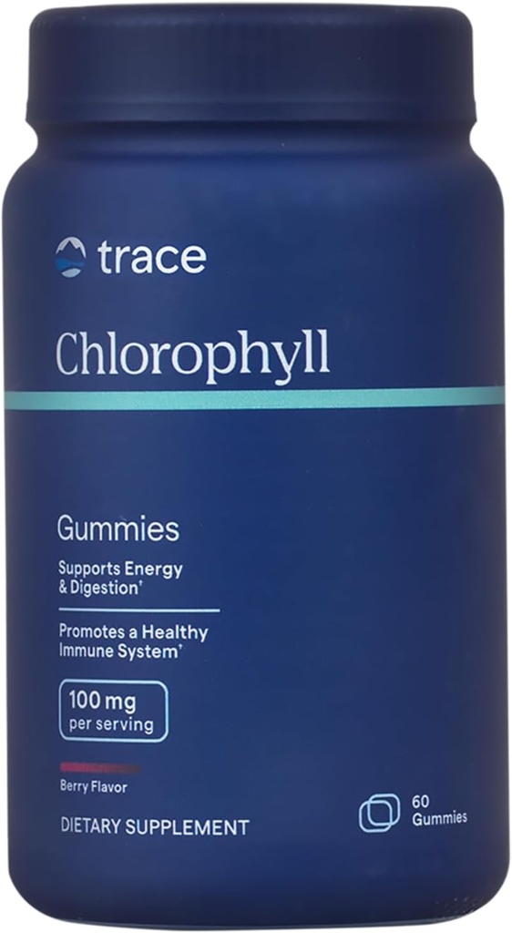 Trace Minerals Chlorophyll Gummies, 100mg - Supports Healthy Digestion, Immune & Skin Health - Natural Energy & Cell Function Formula with Maximum Absorption - Berry Flavor, 60 Gummies (30 Servings)