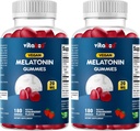 Melatonin 20 מ"ג חניכיים - 180 הרוזן - סמים חינם - Natural Strawberry Flavor - Vegetarian, non-GMO, Gluten Free (2 בקבוקים)