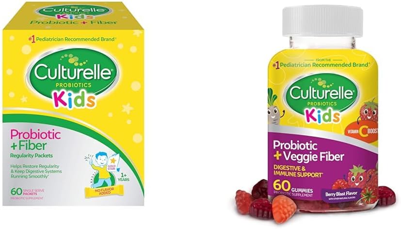 תרבות לילדים פרוביוטיים + סיבים 60 Count & Daily Probiotics 60 Count - Digestive & Immune Health