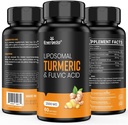 2000 מ"ג Liposomal Turmeric Curcumin עם Black Pepper & ג'ינג'ר עבור Absorption העליון עם Fulvic Acid ו- Humic Acid (60 Count (Pack of 1))