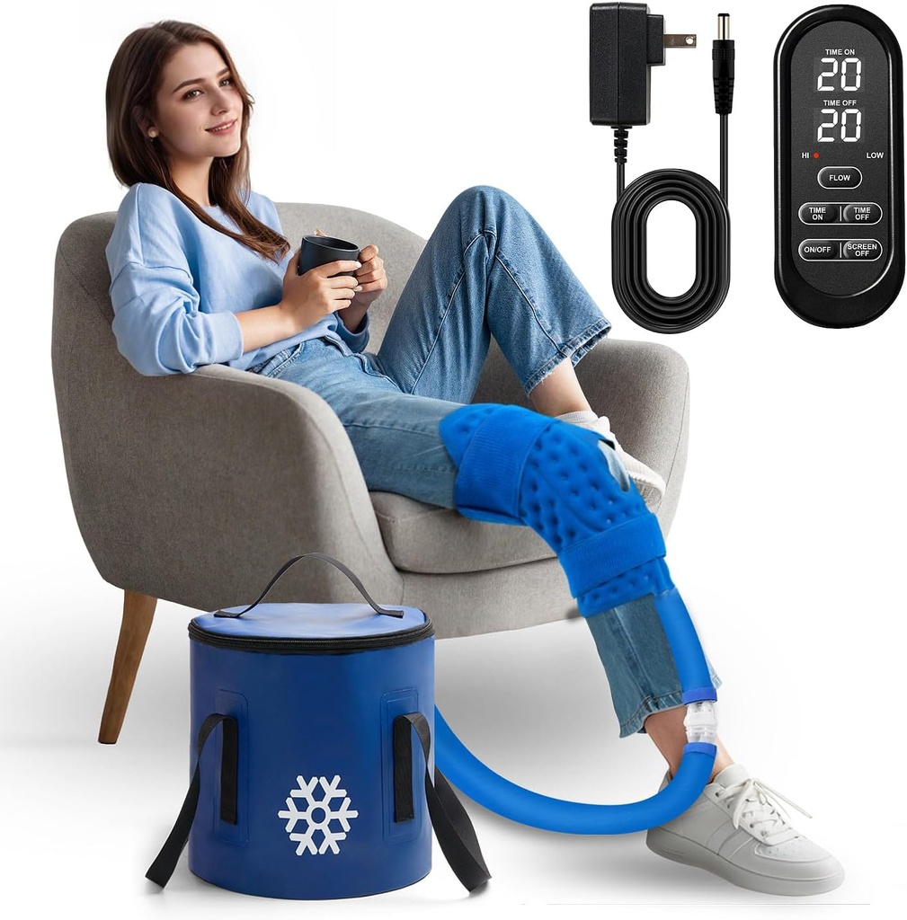 Cold Therapy Machine, Ice Machine for Knee Care After-Surgery, Knee Switch Equipment Aids Pack, Cryotherapy System Wrap Pad for Ankle, Foot, ACL Relief