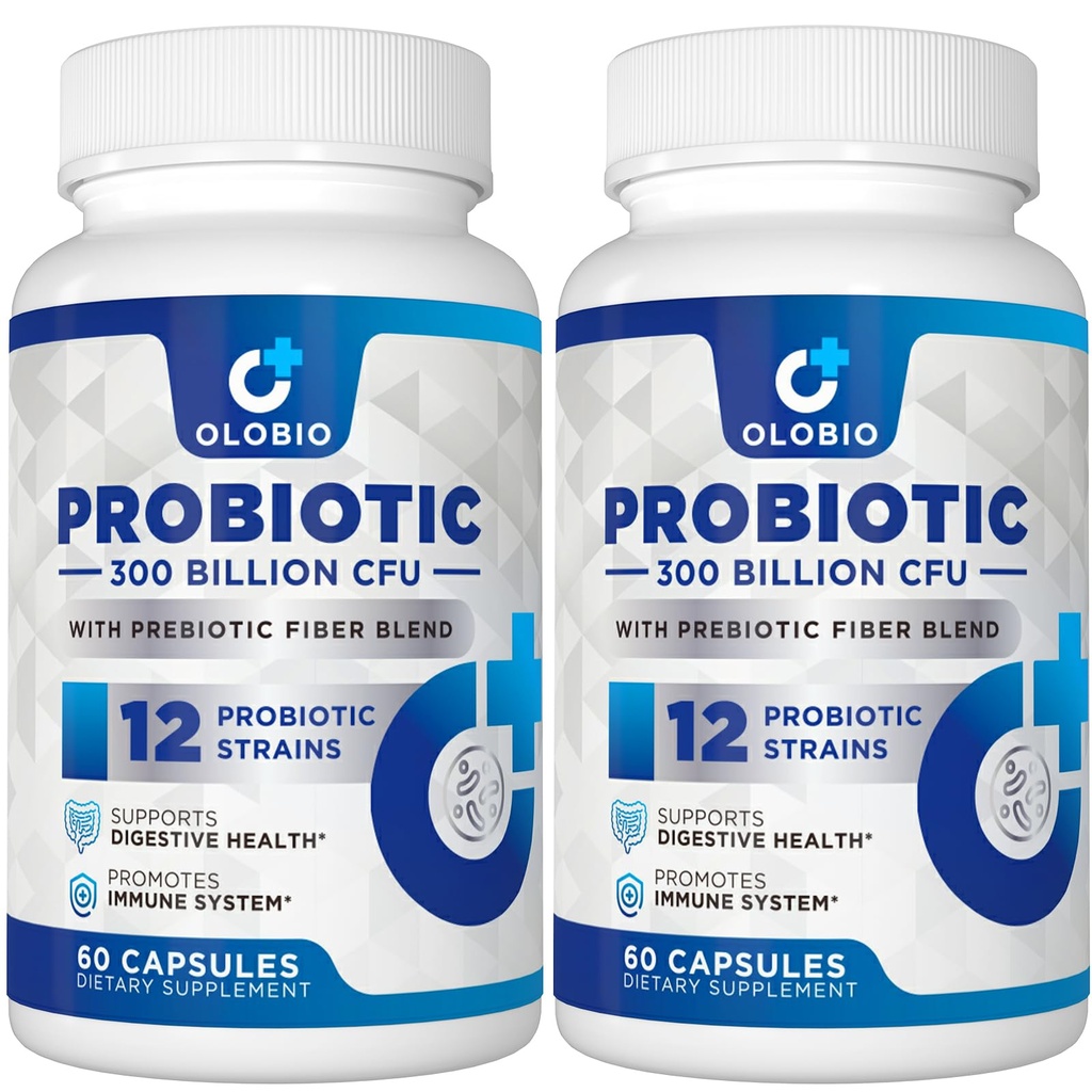 300 מיליארד CFU Probiotic, 12 סטרינס עם 3 פרוביוטיקה אורגנית, פרוביוטיקה לנשים וגברים, תוספת יומית עבור Digestive, Immune, Gut & Bloating Health, Shelf Stable, טבעוני, 120 ספירות
