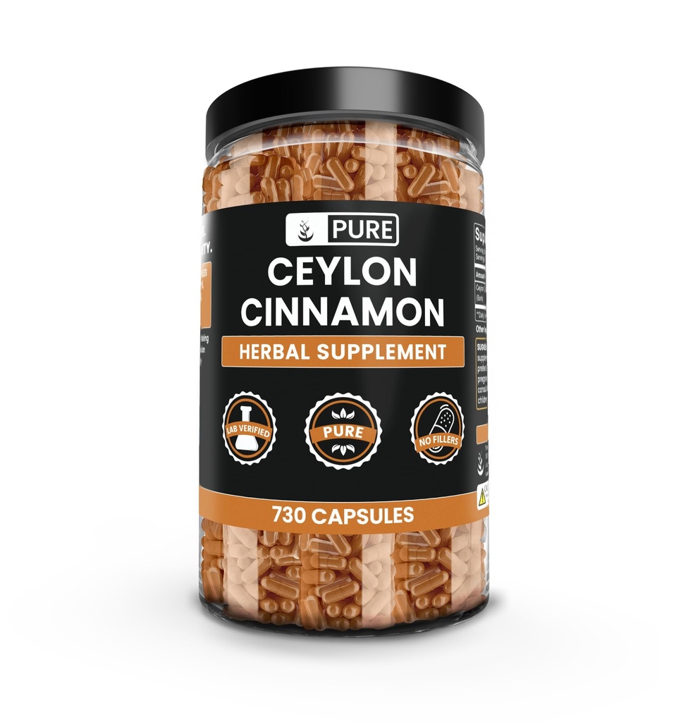 המונחים: orIGINAL INGREDIENTS Ceylon Cinnamon (730 קפסולות) No Magnesium or Rice Fillers, Always Pure, Lab מאומתת
