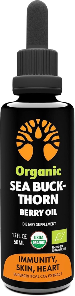 שמן ים אורגני Buckthorn - 50 יום אספקה - אומגה 7 - Non-GMO, טבעוני