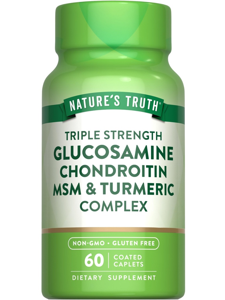 האמת של Nature's Truth Glucosamine Chondroitin MSM Complex | 60 Caplets | עם Turmeric | משולש כוח פורמולה | Non-GMO ו- Gluten Free Supplement