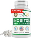 Genex Formulas 40:1 Myo-Inositol 2000 מ"ג D-Chiro Inositol 50 מ"ג (60 טבליות) תומך איזון הורמונלי ותפקוד השחלות - טבעוני, Gluten Free, non-GMO (30 יום אספקה)