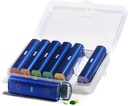 Metal Weekly Pill מארגנת 2 פעמים ביום, Aluminium Alloy Portable Travel Pill Box 7 Day, AM PM Twice Daily Pill Case for ויטמין, תרופה, תוסף שמן דגים