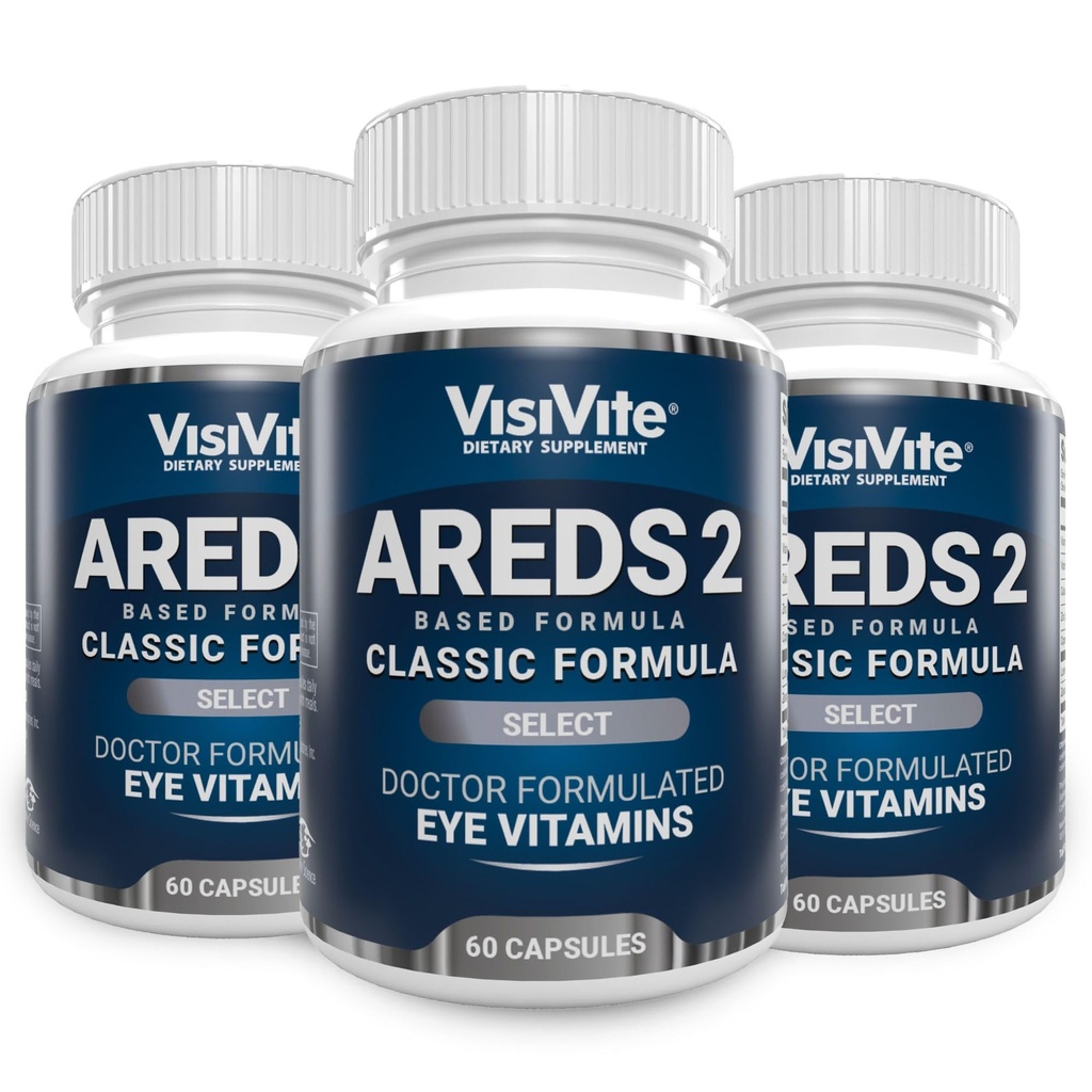 AREDS 2 בחירת ויטמין עיניים לתמיכה Macular - ויטמינים לעיניים עם Zeaxanthin Plus Lutein Macular תוסף - Premium Macular Health Formula - תוספי עיניים - 60 קפסולות - (Pack of 3)