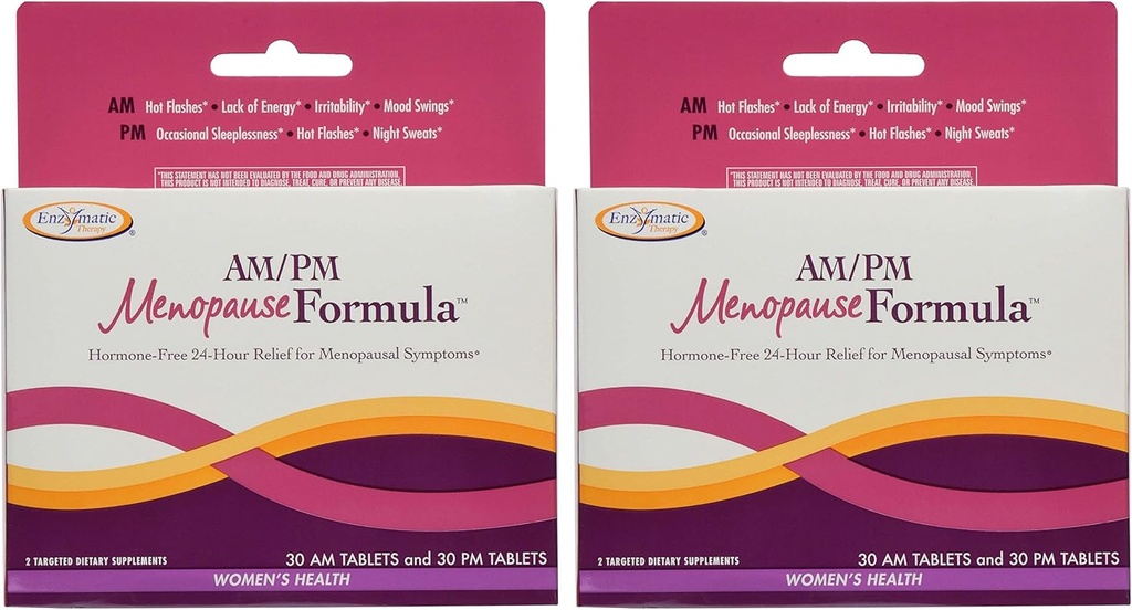 Nature's Way AM/PM Menopause הורמון ללא מרשם אנרגיה ושינה שקטה, 60 Count, Pack of 2 (Packaging May Vary)