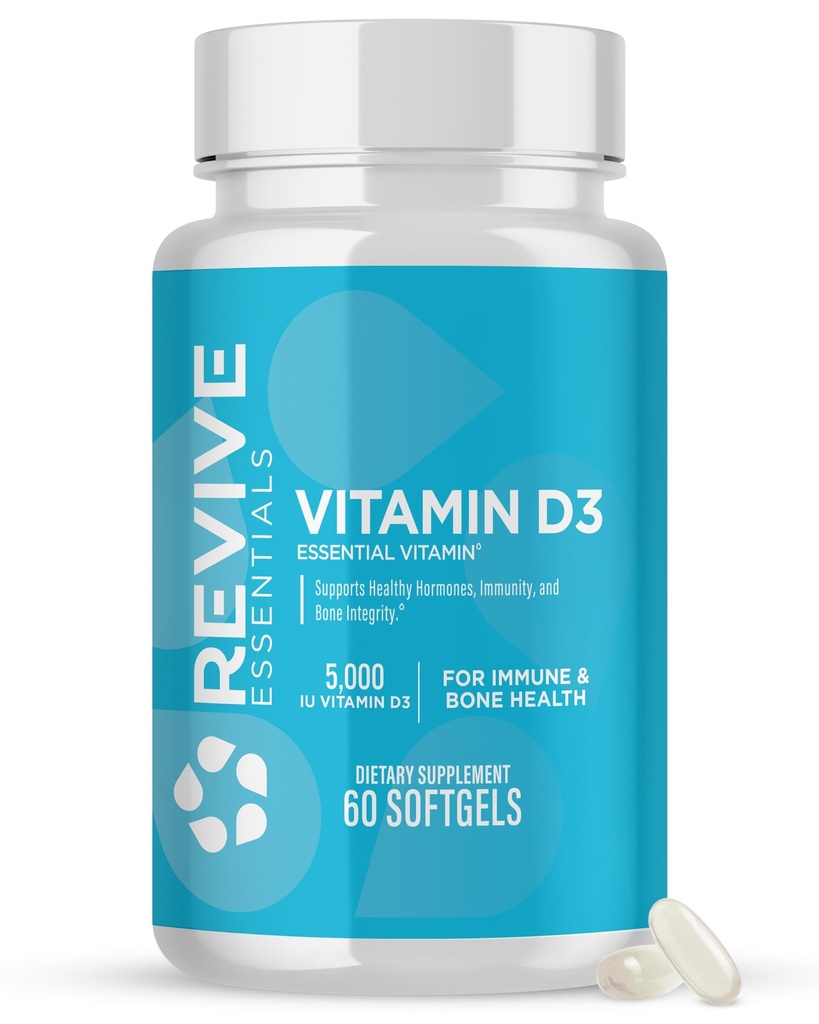 תוספי ויטמין D3, 5000 IU - High Potency Cholecalciferol עבור התמיכה ב- Immune, Calcium Absorption, Bone & שריר בריאות - non-GMO Dietary Dietary Supplement with no Fillers - 60 Softgels
