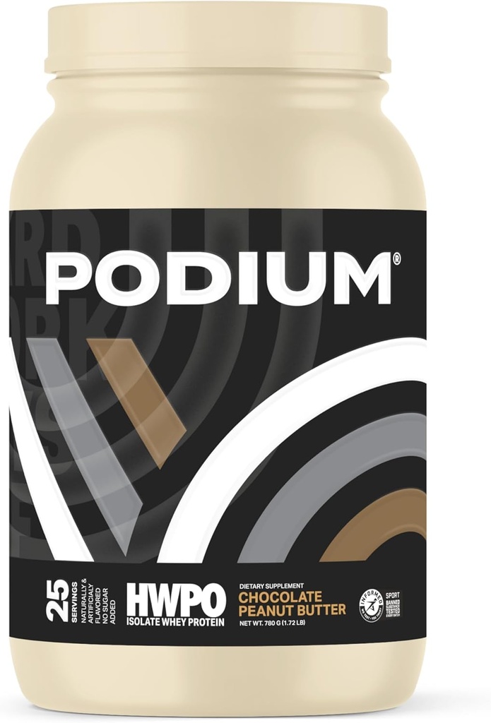 Podium Nutrition x HWPO אימון אבקת חלבון Whey, Butter שוקולד בוטנים, 20g חלבון Per משרת w / Digestive Enzymes, Whey חלבון Isolate, Gluten Free & Soy חינם, Low Carb & Sugar, 25 משרתות