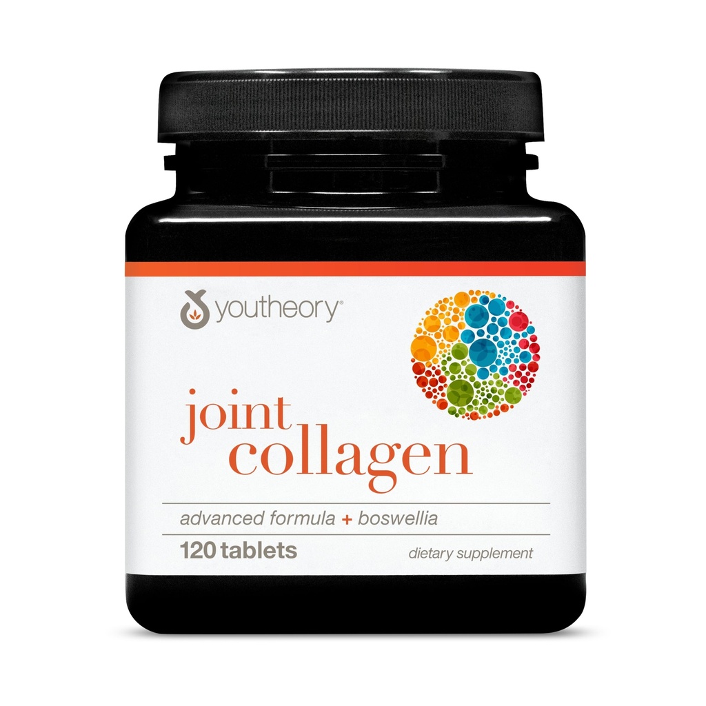 Youtheory Joint Collagen מתקדם - שיער, ריח, עצמות, שרירים ותמיכה משותפת * - קולג'ן לנשים וגברים - עם 18 Amino Acids, Boswellia Extract, Turmeric & Quercetin - 120 טבליות (60 יום אספקה)