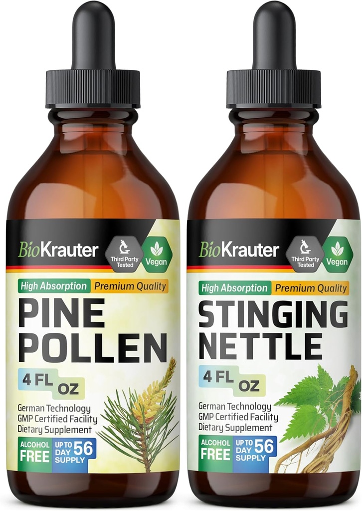 BIO KRAUTER Pine פולן Tincture 4 Fl. Oz. & Sting Nettle Tincture 4 Fl. Oz.