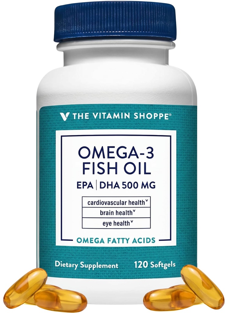 ויטמין Shoppe אומגה 3 דגים שמן 1000 מ"ג, EPA 300mg & DHA 200 מ"ג, Purity Assured, Molecularly Distilled to Support Cardiovascular, Joint and Brain Health (120 Softgels)
