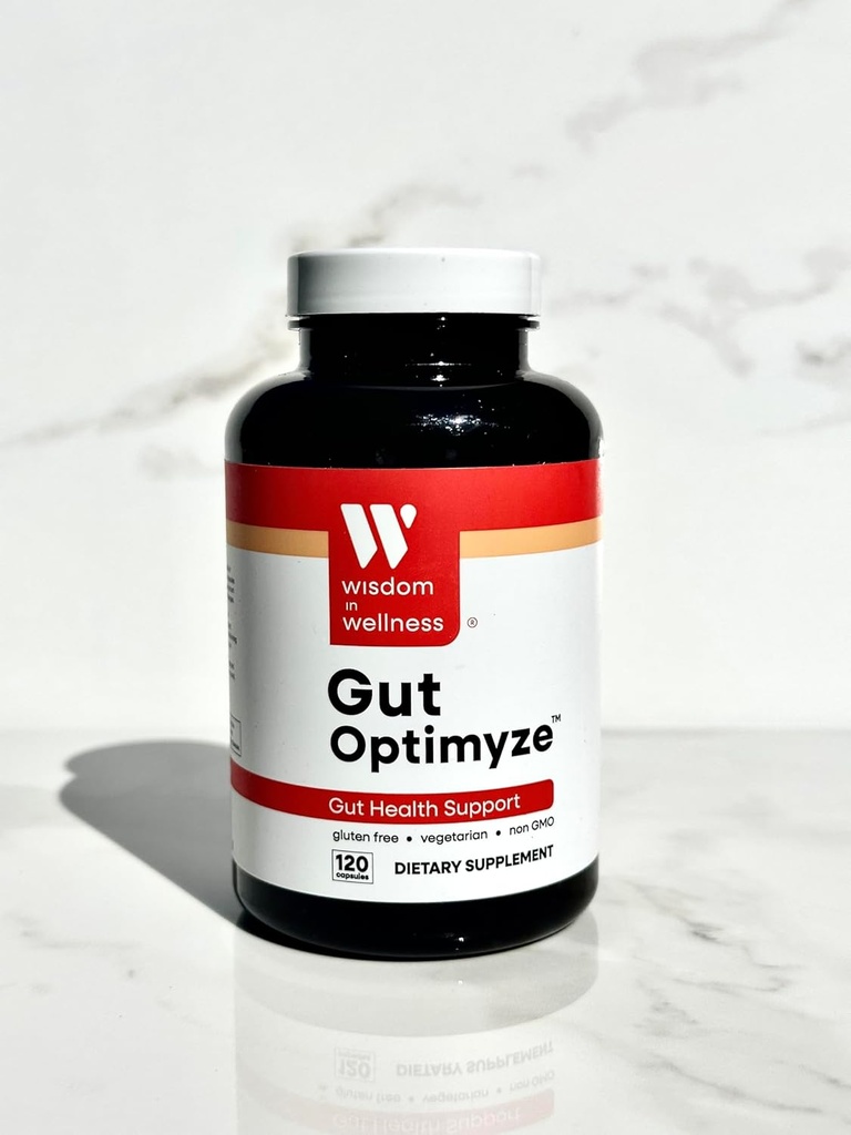 חוכמה בבריאות Gut Optimyze - 120 קפסולות בריאות מזיקות - ויטמינים ופרוביוטיקה לבריאות Gut - שלם עבור גברים ונשים - גלולות בריאות עיכול - בריאות Gut פרוביוטיקה