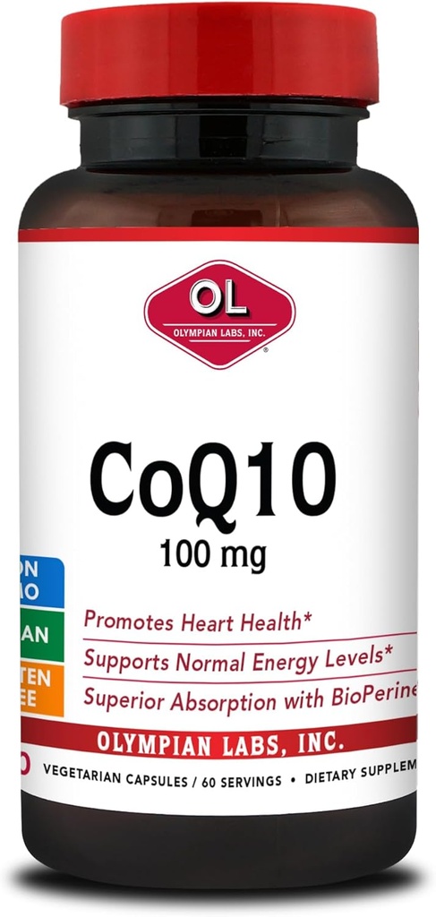 אולימפיה מעבדות CoQ10 100 מ"ג פורמולה עם Bioperine for Greater Absorption, תמיכה בריאות הלב 60 קפסולות