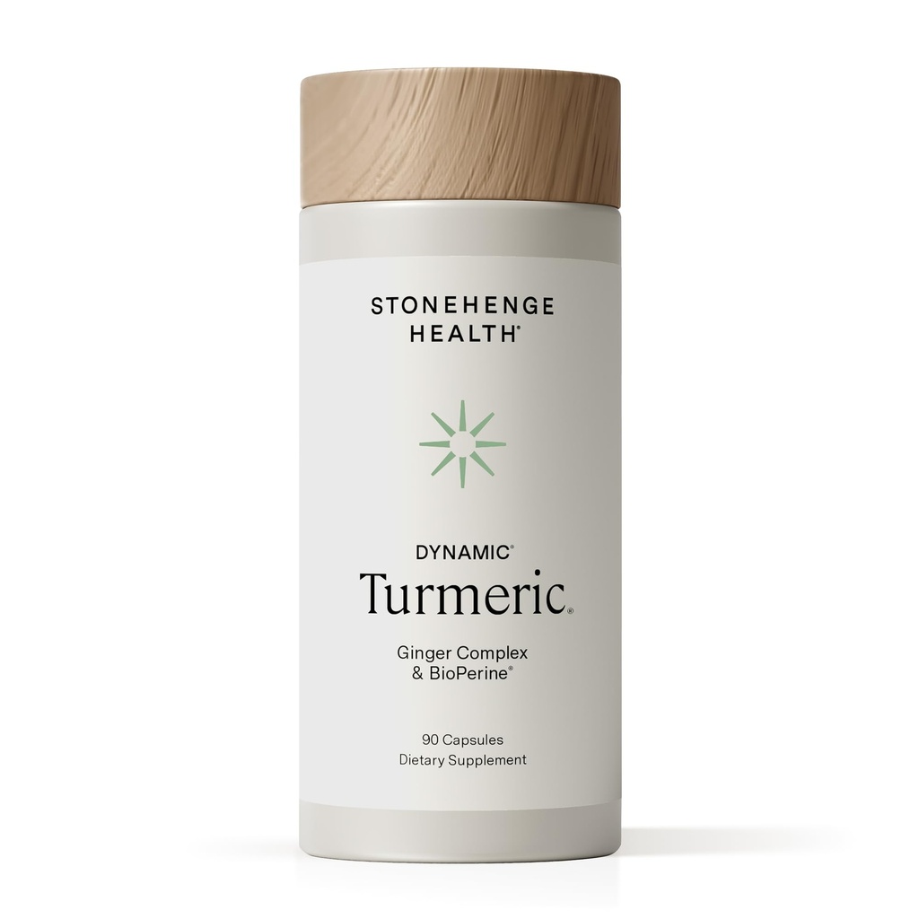 Stonehenge בריאות דינמי Turmeric Curcumin עם ג'ינג'ר - High Potency - 1,650 מ"ג Turmeric עם 95% Curcuminoids & BioPerine, 90 קפסולות צמחוניות