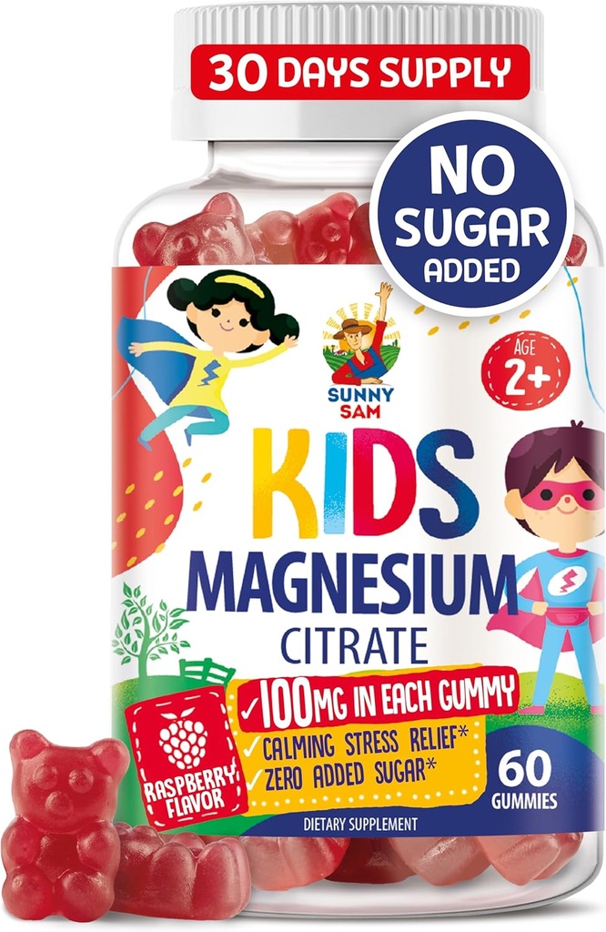 Magnesium Gummies לילדים ומבוגרים - 100 מ"ג - Calm Magnesium Chews - Magnesium Citrate Chewable תוסף עבור Mood & שריר תמיכה - 60 חניכיים