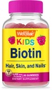 ובכן, חניכיים ביוטין לילדים 5000 mcg - תומך צמיחת שיער, בריאות עור וציפורים - טבעי מקור פלאבים - GMO חינם, גלוט חינם - מסטיק עבור בנים ובנות - הרוזן 60