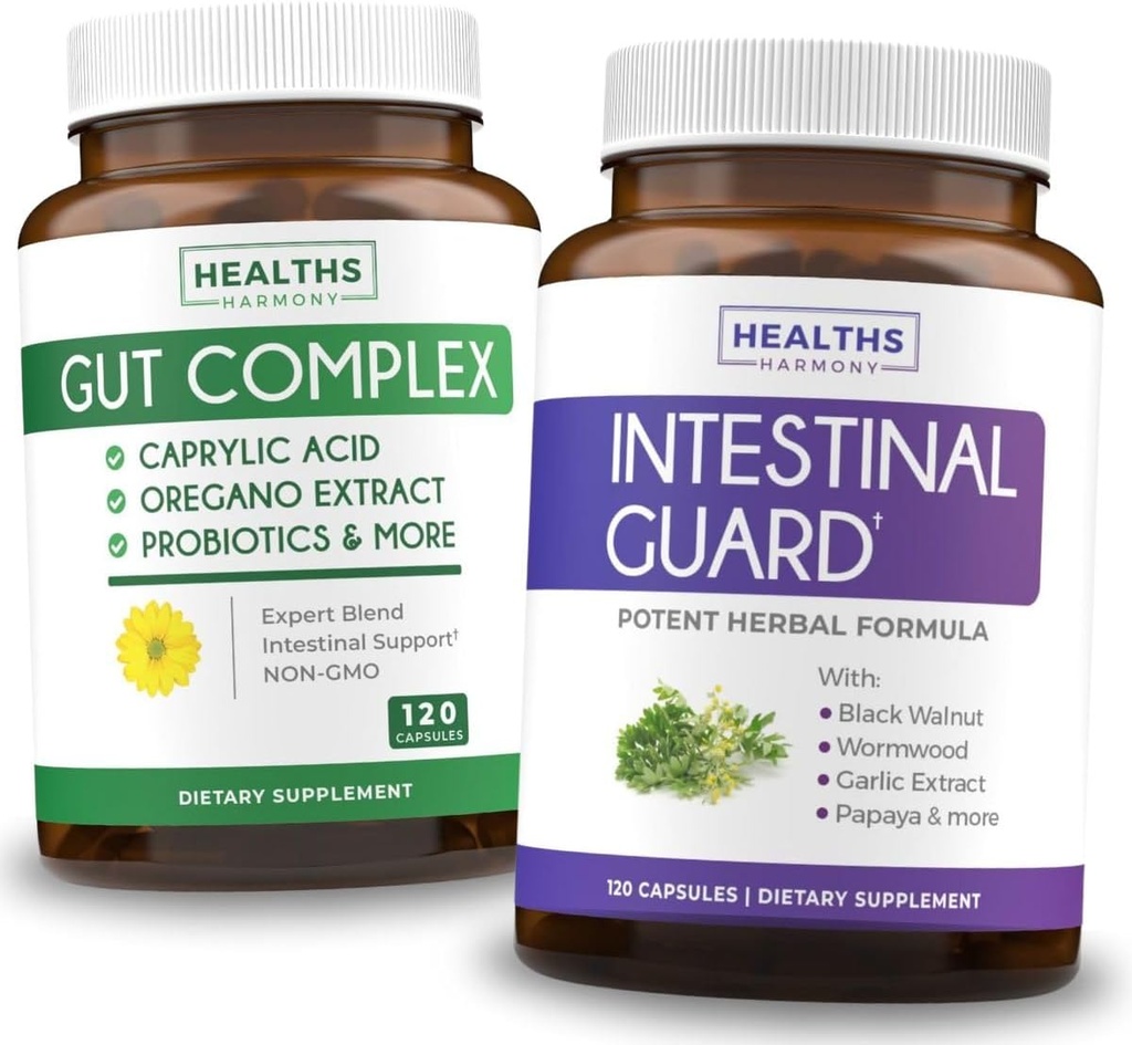 משמר פנים ו- Gut Complex (2-Month Supply) Gut Guard Combo - משמר סמוי (120 קפסולות) שימור טבעי פורמולה ו- Gut Complex (120 קפסולות) תמיכה טבעית Candida - All-in-one Support