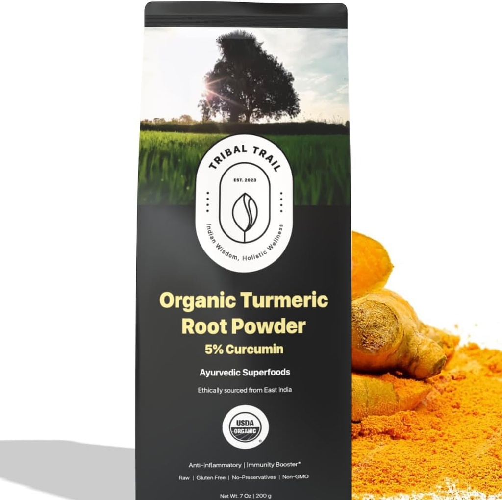 אבקת Turmeric אורגנית | 7.05 oz | USDA אורגני & non-GMO | תוסף Turmeric Curcumin מהודו | מעבדה נבדקה עבור פורה | עשיר באנטיoxidants