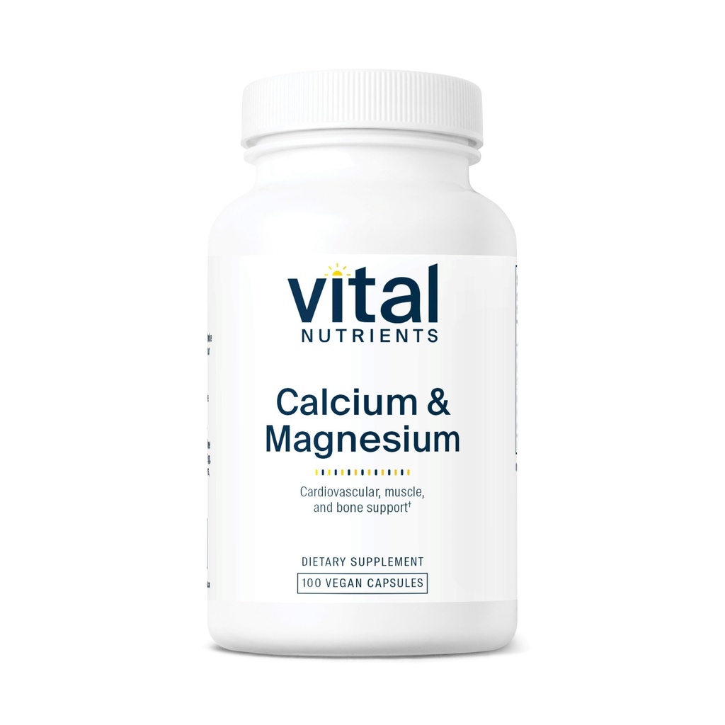 Vital Foodsents Calcium & Magnesium | טבעוני Calcium תוסף עם Magnesium | תמיכה בעצמות העצם, שרירים ובריאות הלב* | Gluten, Milk, Soy Free | Non-GMO | 100 קפסולות