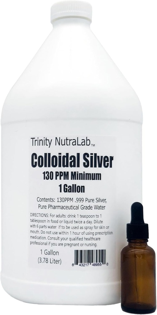 130PPM Colloidal Silver (1 Gallon). מעבדה מוסמכת נבדקה, 100% טהורה וטבעית. שום דבר לא הוסיף.