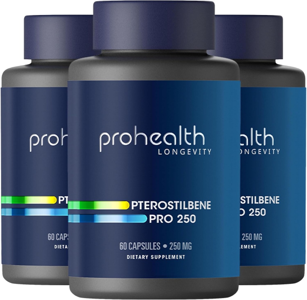 תוסף Pterostilbene (250 מ"ג, 60 קפסולות) | פרובנס קליני, צד שלישי נבדק אנטי-חמצן לבריאות הלב והמוח | הפעלת גנים ארוכים (3 Pack)