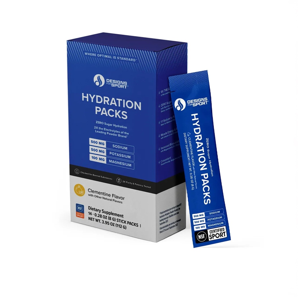 עיצובים לחבילת הפחתת ספורט - Zero Sugar Electrolyte Drink Mix - עם D-Ribose, מינרלים חיוניים ווויטמין C - NSF מוסמך ספורט - אבקת הנקה אתלטיק - קלמנטין פלפור - 14 Packets