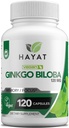 HAYAT ויטמינים טבעוני גינקו בילובה - תוספת כוח 500 MG לשרת, תמיכה בתפקוד המוח וזיכרון תמיכה, חלל מוסמך, 120 קפסולות, המיוצר בארה"ב