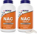 Now Foods NAC 1000 מ"ג, 250 טבליות (Pack of 2), N-Acetyl-Cysteine תוסף, 1000 מ"ג (1 גרם) עבור Tablet - Vegetarian, non-GMO