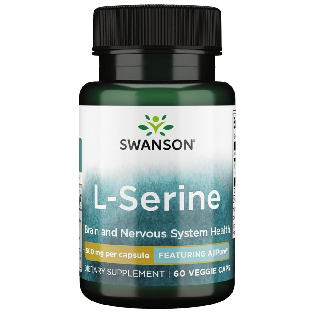 Swanson אג'יפure L-Serine Pharmacecal USP רמה גבוהה Purity Amino Acid Cognitive Function Brain Health 500 מ"ג 60 קפסולות Veggie