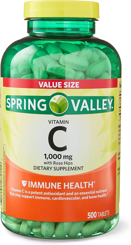 ג'יגי ויטמין C עם Rose HIPS טבליות Dietary Value Size, 1000 מ"ג, 1,000 מ"ג של ויטמין C ו 8 מ"ג של Rose HIPS לכל Tablet 500 Count