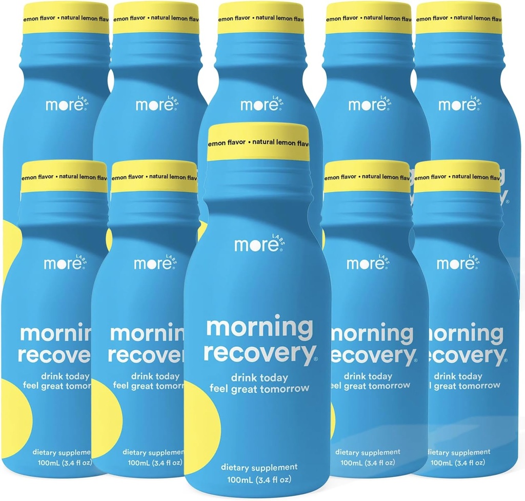 More Labs Morning Recovery Natural Lemon Flavor Electrolyte & Milk Thistle שתו 10 Pack | הידלה בזמן שתייה | High Soluble נוזל DHM