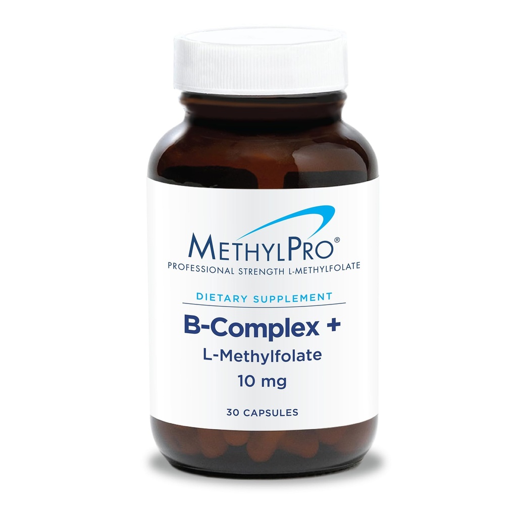 MethylPro B-Complex + L-Methylfolate 10 מ"ג - Methylated ויטמין B Complex עבור נשים וגברים, תמיכה באנרגיה סלולרית עם Folate, Niacin ו Biotin, VIT B תוסף - 30 קפסולות טבעוניות