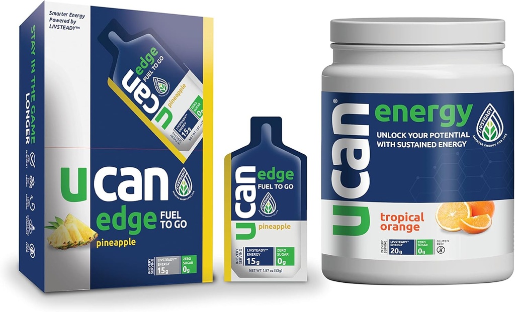 UCAN Pineapple Edge אנרגיה Gel & Orange אנרגיה אבקת - גדול עבור ריצה, אימון, כושר, Cycling, Crossfit & More | סוכר חינם, טבעוני, & Keto Friendly אנרגיה תוספת