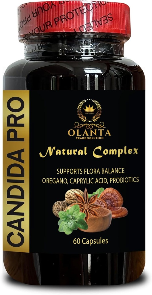 Candida PRO Complex - Candida ניקוי כוח נוסף, קפסולות אורגניות caprylic Acid, Candida Support Supplement - 1 בקבוק 60 קפסולות