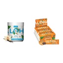 ALOHA אורגני צמחי מבוסס אבקה וניל 19.6oz, חלבונים Bars Peanut Butter שוקולד צ'יפ 1.98oz Pack של 12 Bundlele