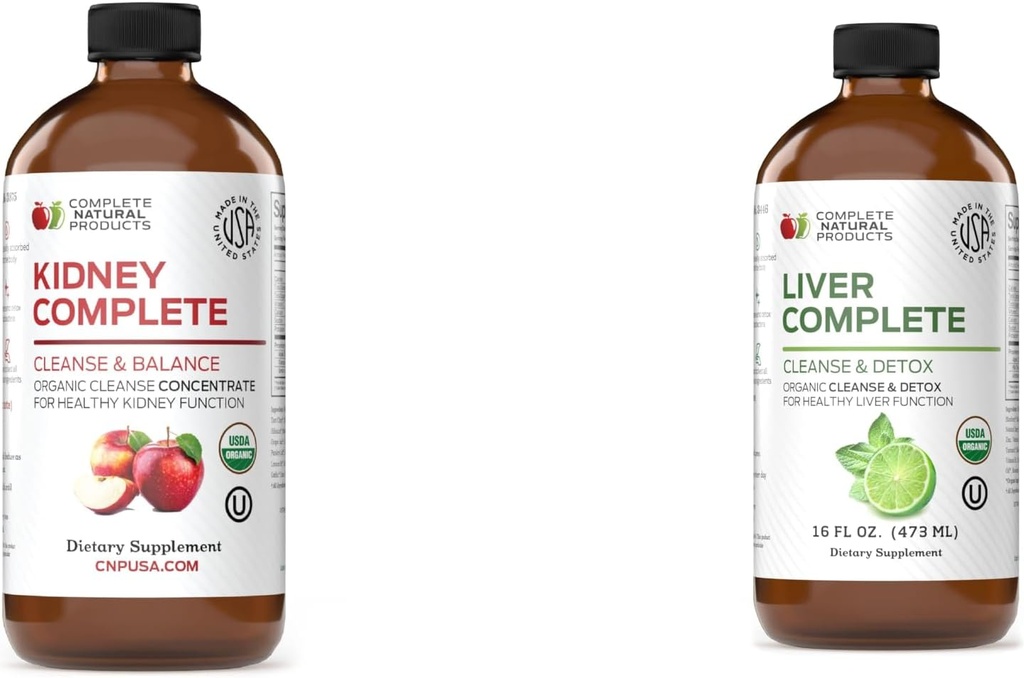 מוצרים טבעיים שלמים Kidney Complete 12oz & Liver Complete 16oz Bundle