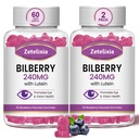 2 Pack Lutein Gummmies עין בריאות תוספת למבוגרים, Lutein & Zeaxanthin תוספי ויטמינים עיניים, Bilberry עם Lutein לקידום העין & חזון - 120 מסטיקנים