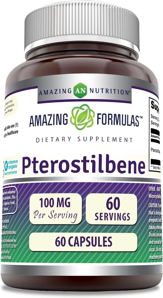 פורמולה מדהימה תוספת Pterostilbene | 100 Mg לכל משרת | 60 קפסולות | Non-GMO | Get Free | Made in USA